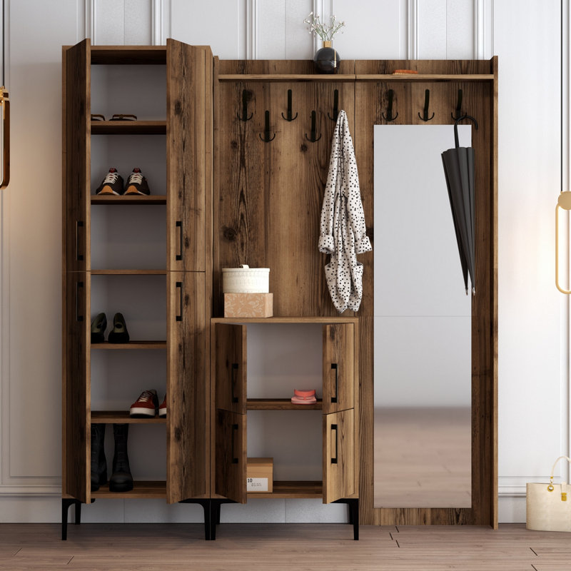 Arvydas Hall Tree 180cm Wide with Shoe Storage