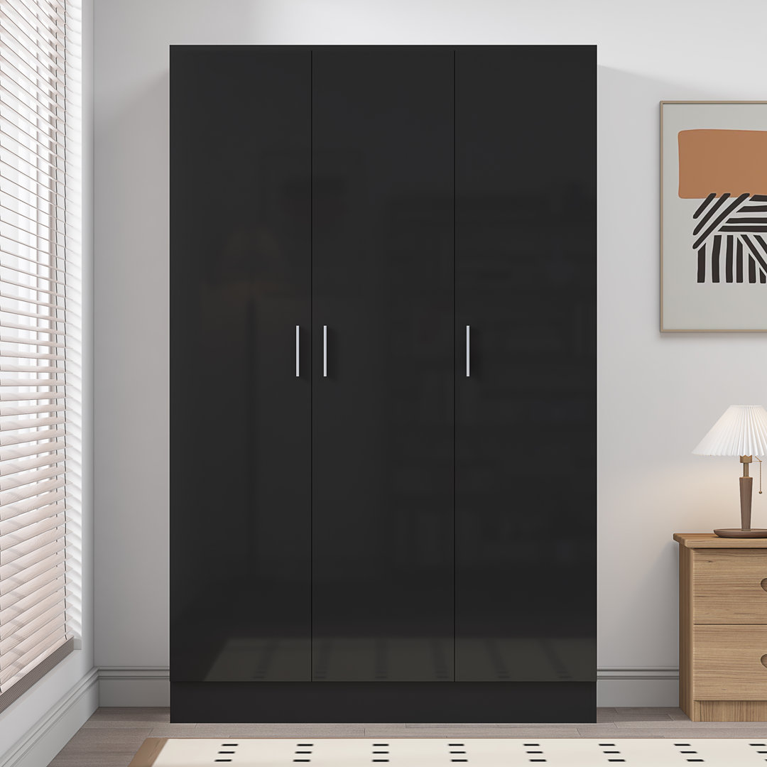Eva High Gloss Plain 3 Door Wardrobe - H: 180cm x D: 47cm x W: 113cm