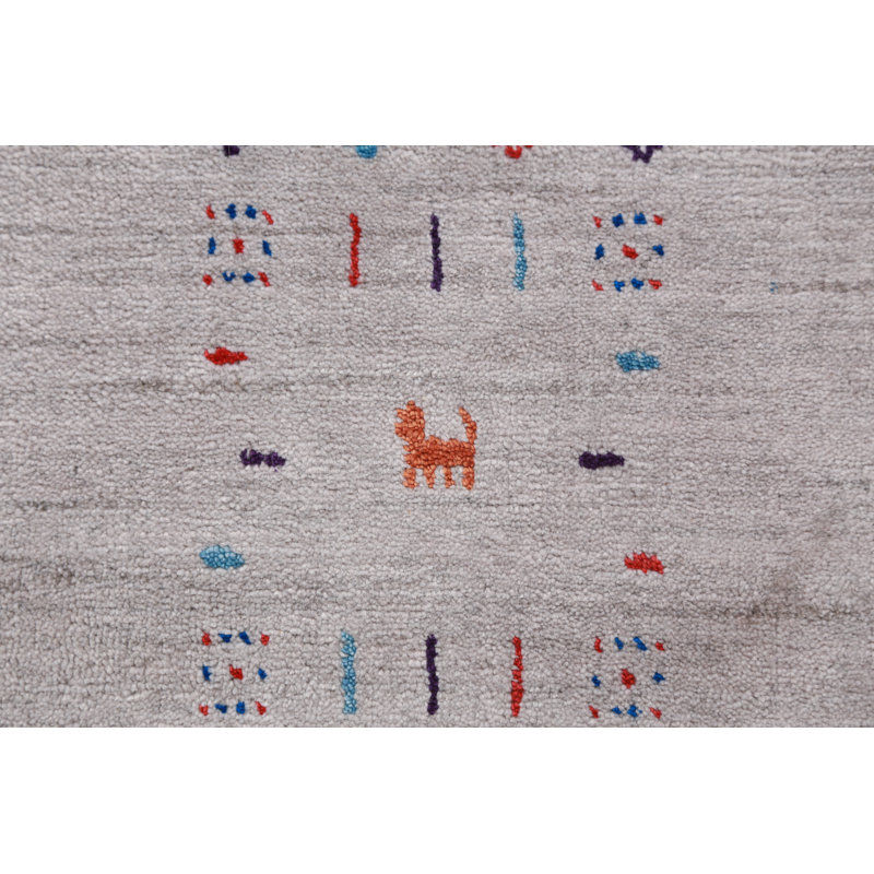 Tapis argenté gris Gabbeh 8 x 10
