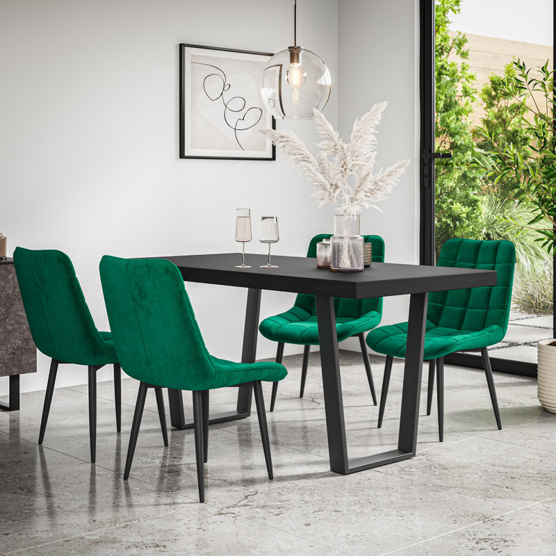 Wapella Dining Set, Black/Black/Green, Table, 6 Chairs