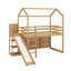 Lit mezzanine simple en bois avec glissoire, tablettes et lumière-1366812274