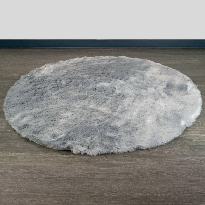 Tapis gris tissé à la machine Malissie, Rond 5 pi