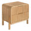 Ensemble de chambre à coucher 4 pièces Lutz - Tissu ivoire moderne + chêne naturel-137006908