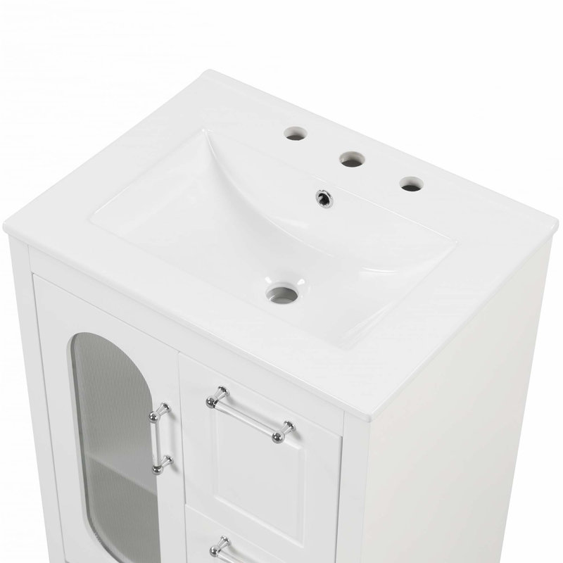 24" Bathroom Vanity With Sink, White