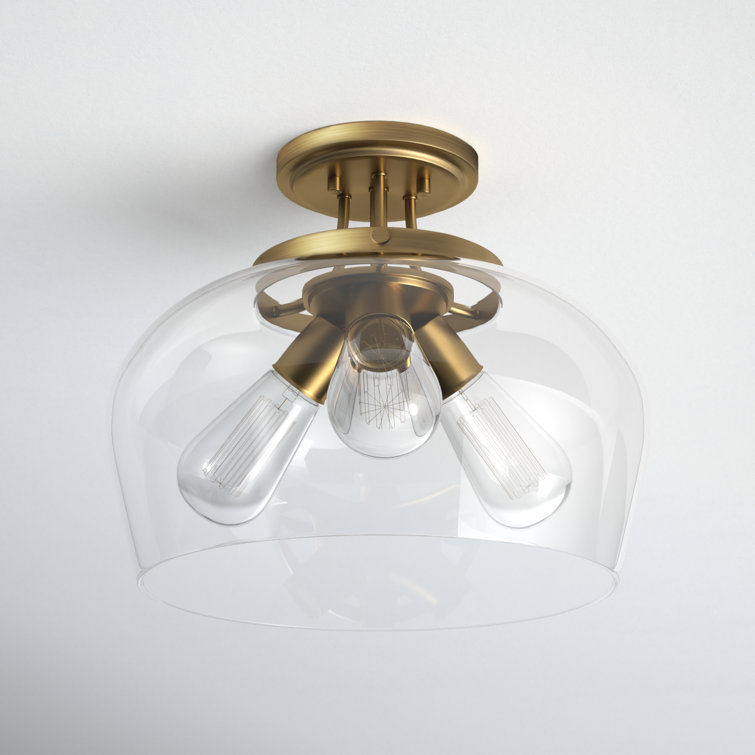 Breena 3 Light Glass Semi Flush Mount