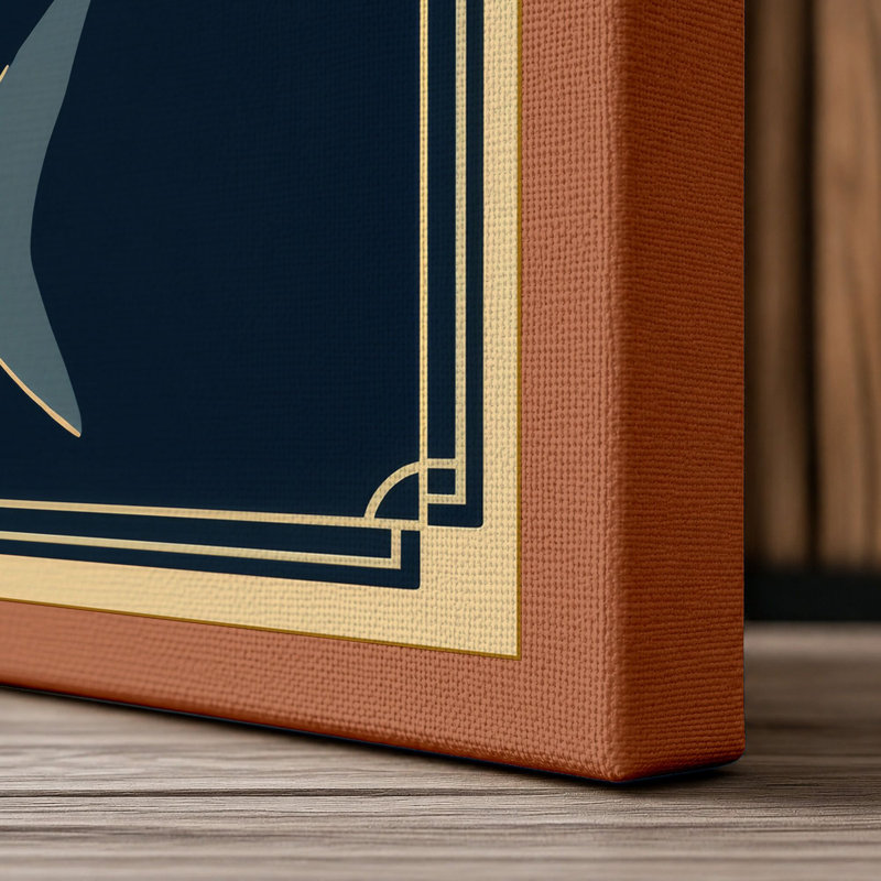 Apex Predator Art Deco 1 Piece Wrapped Canvas Wall Art, 18x12 - 45.7 x 30.5 cm, Terracotta Border