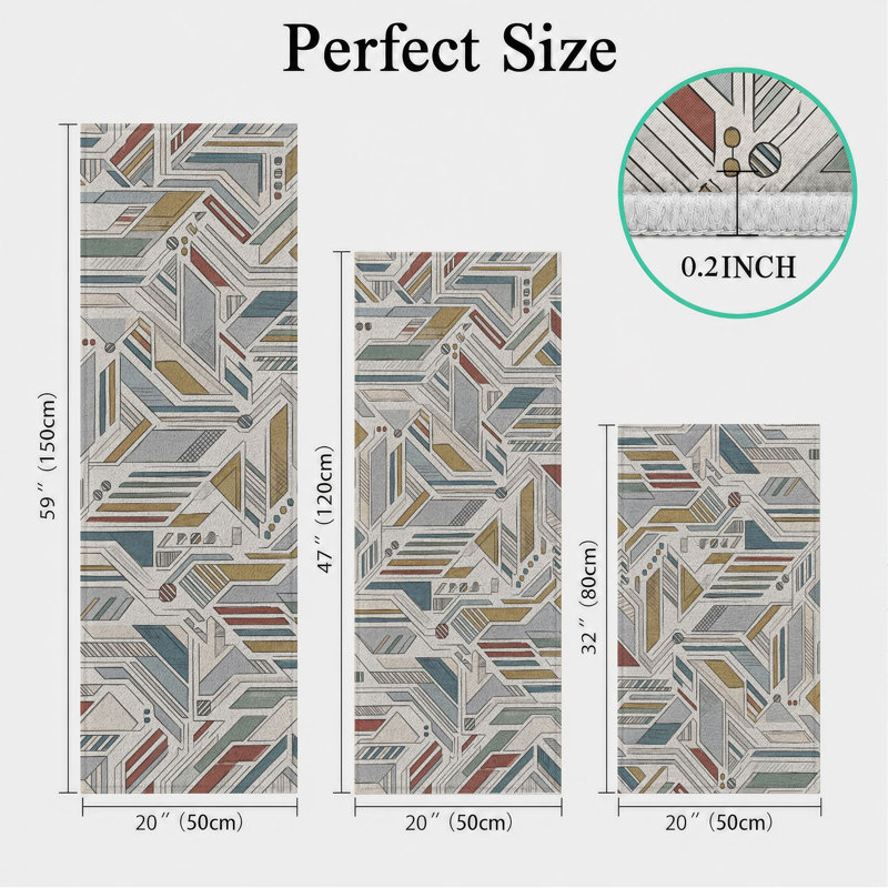 Geometric Abstract Non-Slip Washable Kitchen Mats