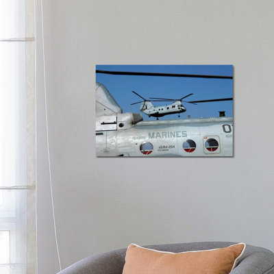 US Marine Corps CH-46 Sea Knight Helicopters by Stocktrek Images - Wrapped Canvas Print