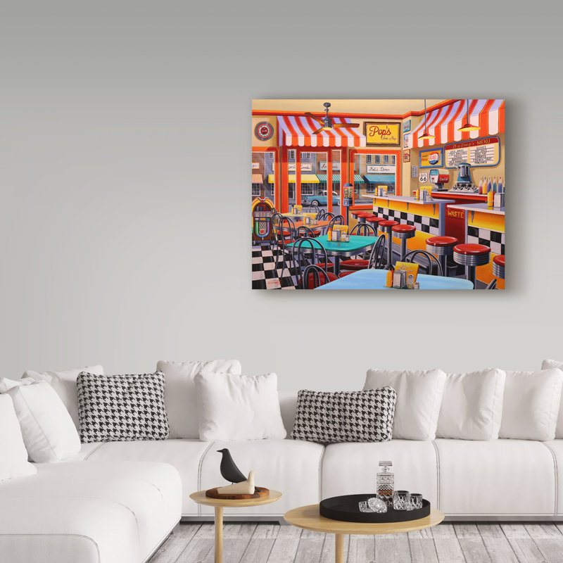 Galaz «Peters Malt Shop», reproduction de peinture à l'huile sur toile tendue, H 24 po x l 32 po x P 2 po