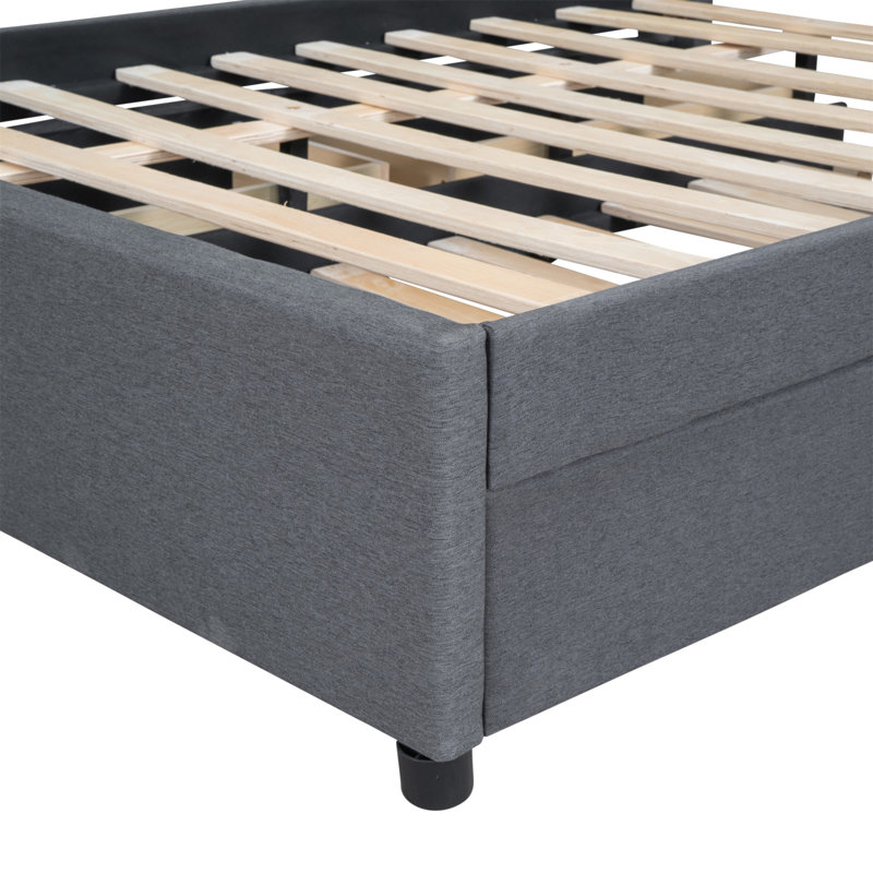 Embra Upholstered Platform Bed, Gray, Queen