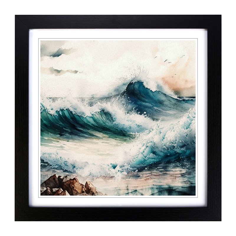 Ocean Watercolour - Framed Print, Black