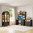 3-Piece Set, Arch Display Cabinet, Computer Desk, File Cabinet for Home Office