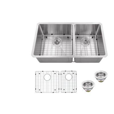 19'' L Undermount Double Bowl Stainless Steel Kitchen Sink