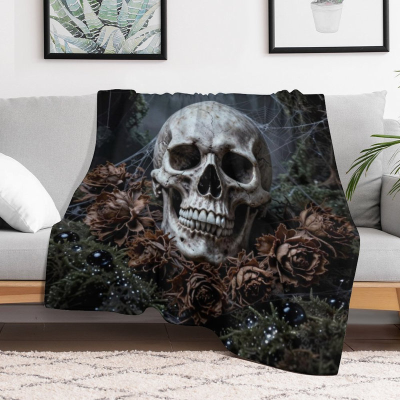 Jeté en flanelle de luxe Skull, 30 po x 40 po