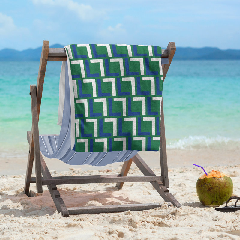 Serviette de plage Seattle, Vert / Bleu / Blanc