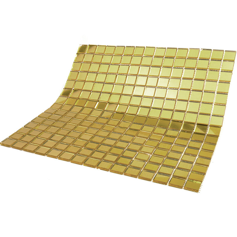 Altin 0.8" x 0.8" Glass Grid Mosaic Wall & Floor Tile, Gold
