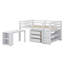 Lit mezzanine bas avec tiroirs, tablettes et bureau portatif à roulettes-529813394