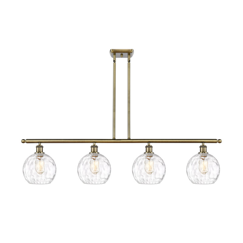 Luminaire suspendu linéaire à 4 lumières pour îlot de cuisine Roxane, Laiton antique, Ampoule non incluse