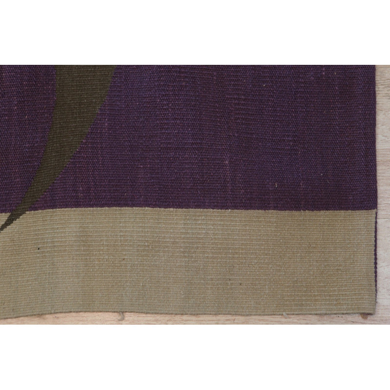 Flatweave Wool Area Rug in Purple