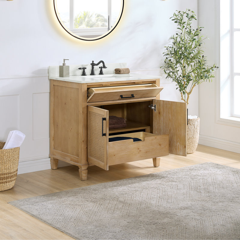 Meuble-lavabo simple autoportant Aneres 36 po avec comptoir en quartz