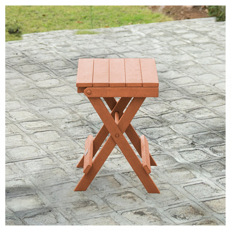 Table bistro pliante en teck recyclé toutes saisons entièrement assemblée, brun teck, Teak