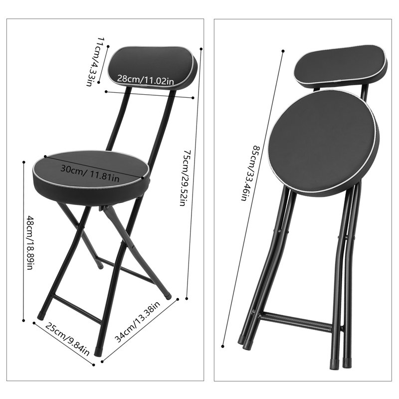 4Pcs Portable Folding Stool Kitchen Counter, Black