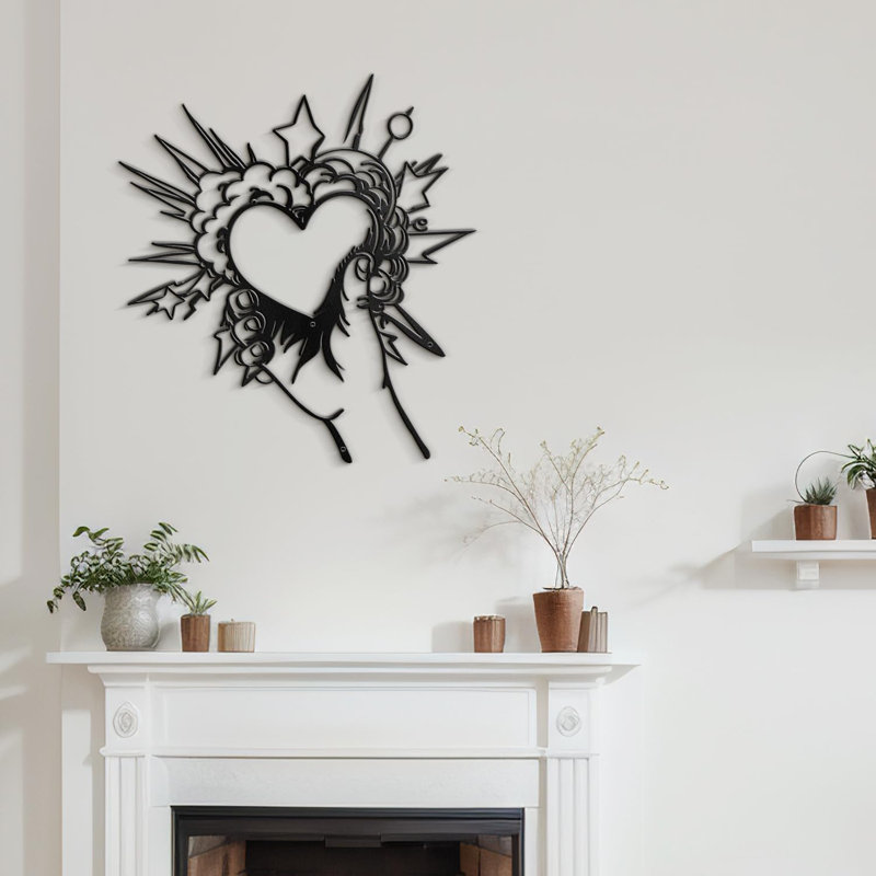I Love You Heart Modern, H 36 po x l 33,03 po x P 0,05 po, Noir