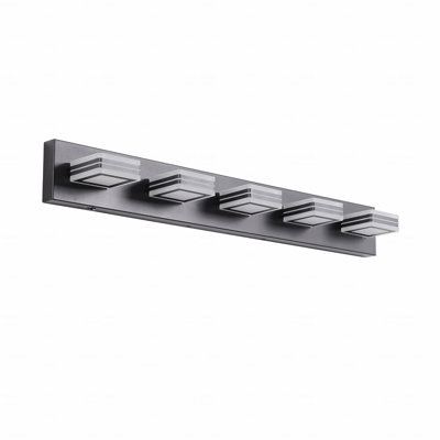 34" Modern Style 5-Light Configuration With Led Light Function Vanity Light Fixture  - Sleek For Bathroom Use Wall Fixture, Iron And  Acrylic Material, Dimmable And  Energy-Efficient