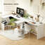 L-Shaped Computer Desk with Keyboard Tray and Storage Shelves, Corner Writing Desk for Home Office or Study, White Wood Effect
