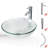 ECLIFE Manrique 16.5'' Clear Tempered Glass Circular Bathroom Sink with Faucet