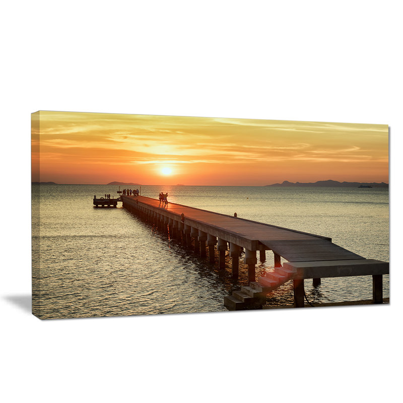 «Boat Pier at Sunset», reproduction, H 16 po x l 32 po x P 1 po, Toile tendue