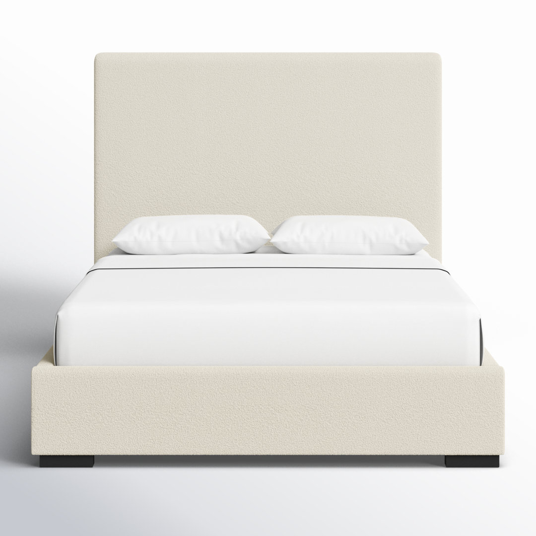 Fletcher Tyndall Luciano Bouclé Fabric Sleigh Bed Birch Lane™ 