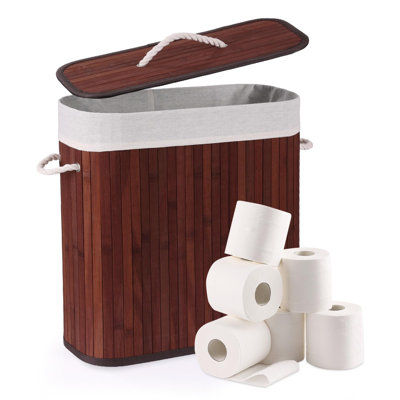 Bamboo Toilet Paper Storage with Lid & Handel, 8 Gallons (30L), Sturdy Toilet Paper Basket, Organizer,Natural