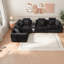 Canapé de coin surdimensionné en boucle noire avec rangement, canapé modulaire moderne de 137,7 pouces-416246637