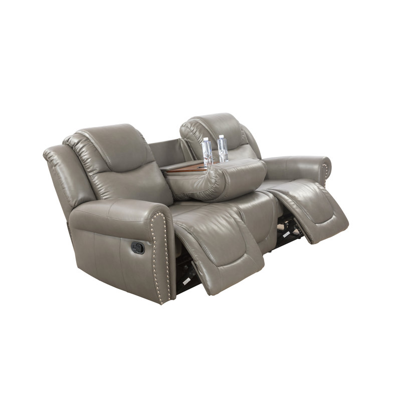 Ensemble de salon inclinable en similicuir, Similicuir gris