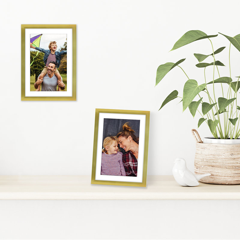Picture Frame With Thin Border and Mat - Shatter-Resistant Glass For Hanging and Tabletop, Mahogany, 5" x 7"
