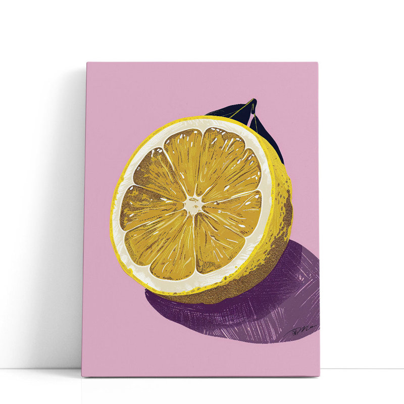 «Lemon Cut On Pink», reproduction d'art sur toile, H 48 po x l 36 po