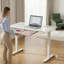Bureau debout en verre avec surface inscriptible et tiroirs de rangement intégrés, hauteur réglable-110523599-110809674