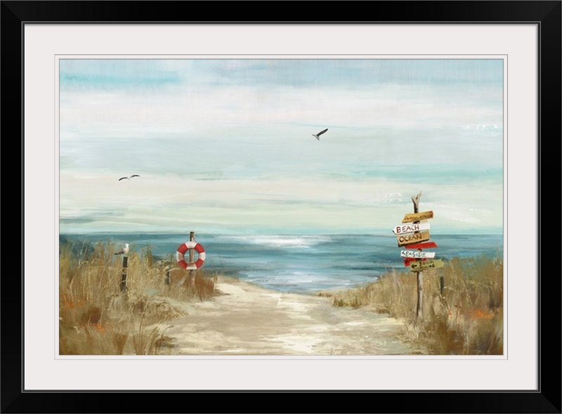 «Beach Bird», reproduction d'art, Cadre noir, H 32 po x l 44 po x P 1 po