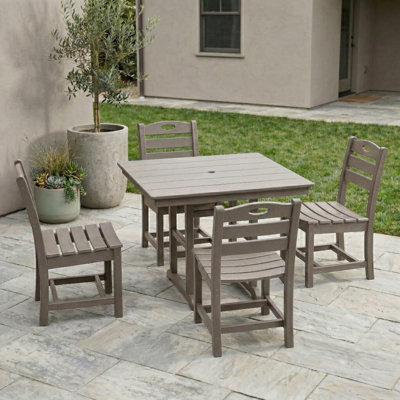 Ensembles de salle à manger de patio peu encombrants, Hdpe 5 pièces rustique pour terrasse