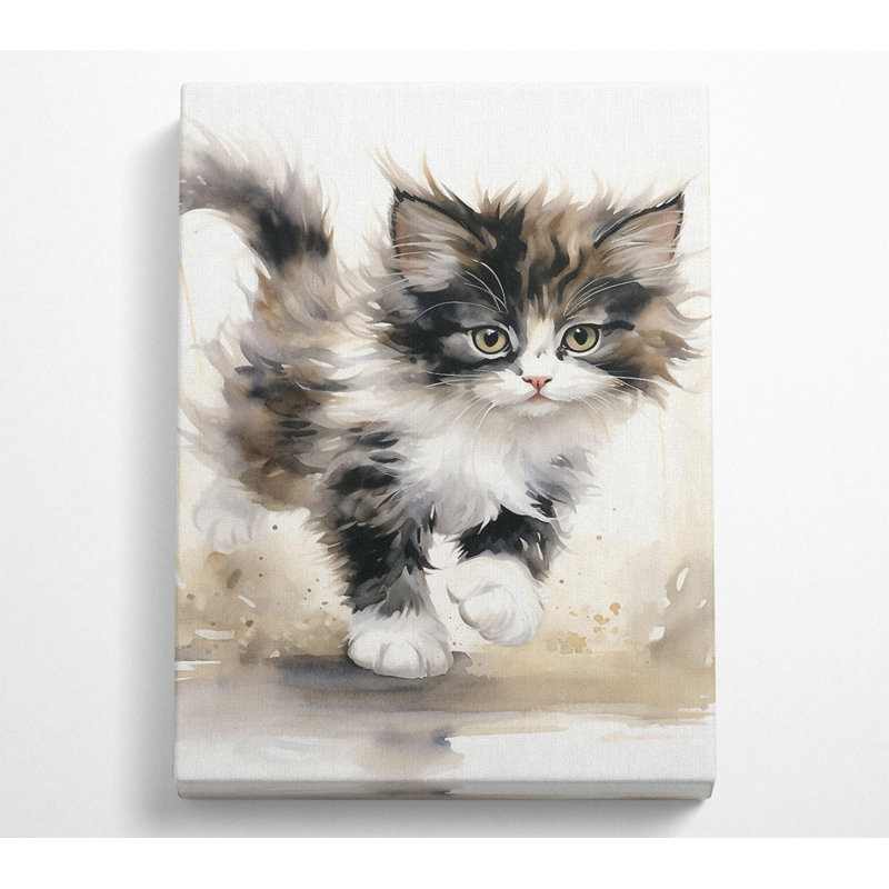 Kitten Watercolour - Wrapped Canvas Rectangle Print, 106.6cm H x 66cm W x 10cm D