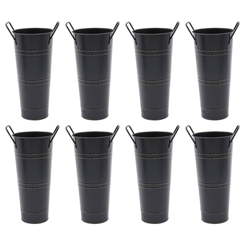 Ensemble de 8 vases de table en métal Jannis, Noir