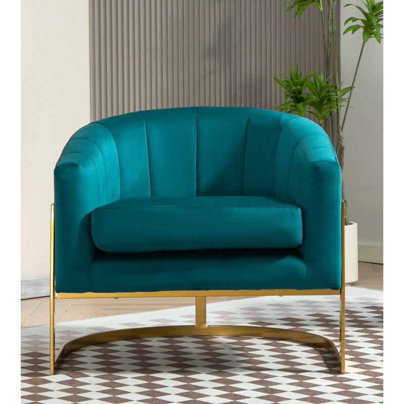 Fauteuil en velours doré, Bleu vert