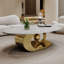 Table basse moderne en faux marbre, tables contemporaines en pierre frittée avec base en acier inoxydable-2089723875