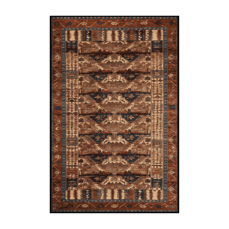 Tapis brun turc lavable à la machine, Rectangulaire 8 pi x 10 pi