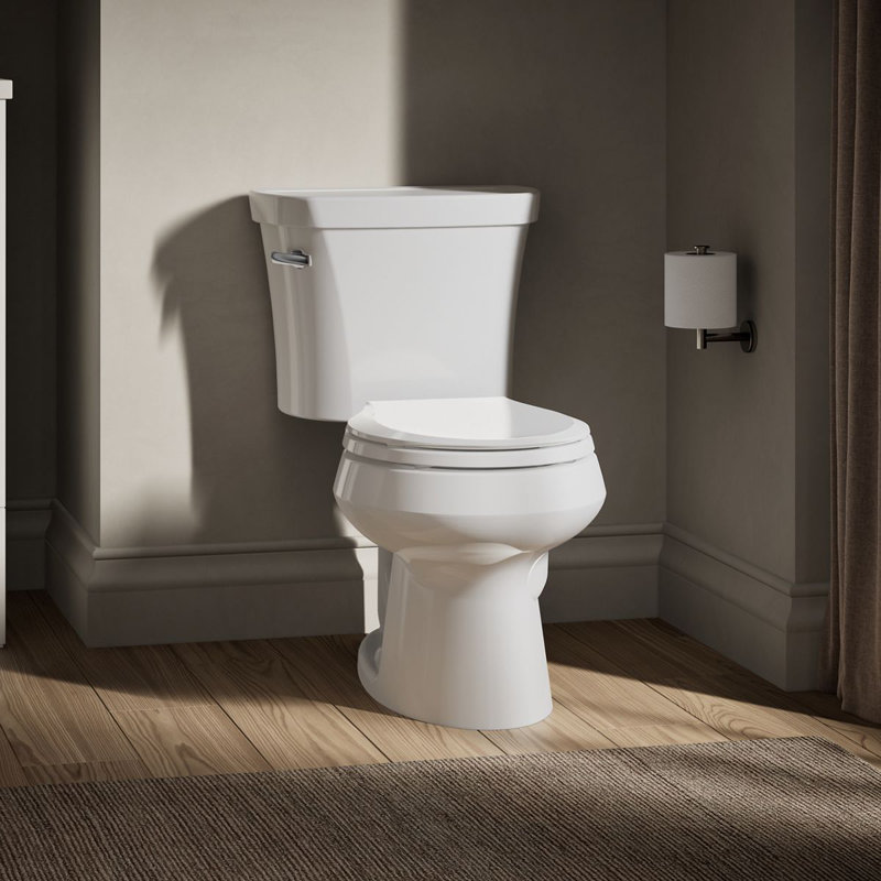 Wellworth 1.28 GPF Water Efficient Round Two-Piece toilet (Seat Not Included), White, Left-Hand