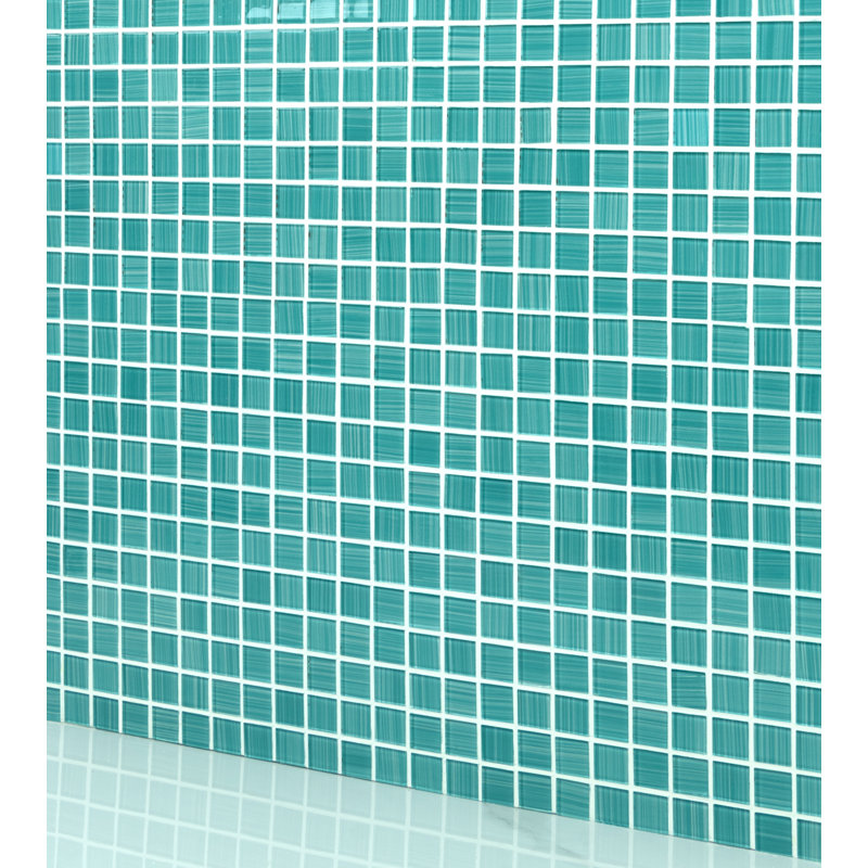 Swimming Pool 0.9" X 0.9" Straight Edge Glass Mosaic Tile, River Green