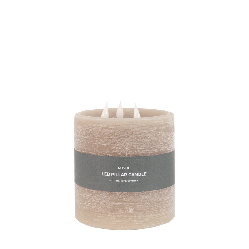 Unscented Flameless Pillar Candle with Plastic Holder, Grey