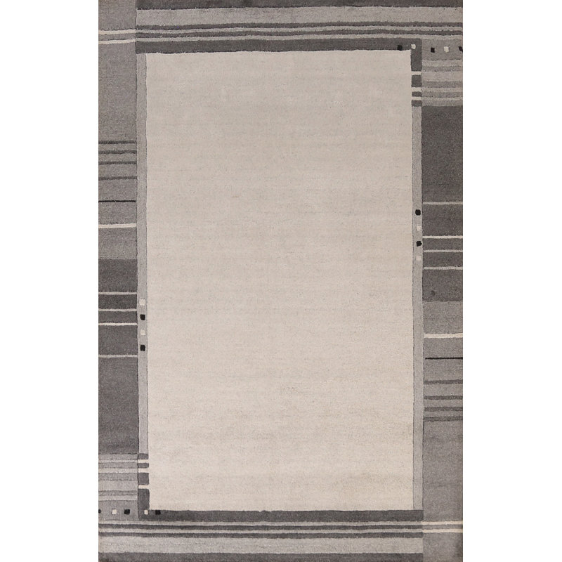 Bordered Gabbeh Indian Area Rug