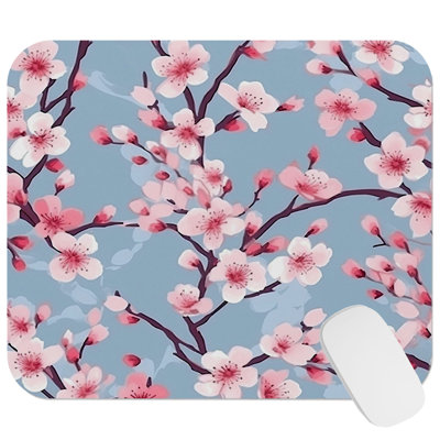 Floral Japanese Sakura Chery Blossom Flowers XVI Asian Gaming Cute Office Laptop Desk Pad Gift Mat Square Rectangle Non-Slip Mousepad